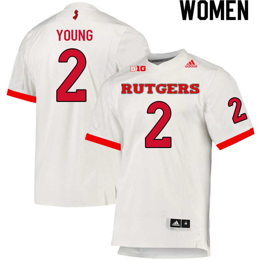 Women #2 Avery Young Rutgers Scarlet Knights College Football Jerseys Sale-White